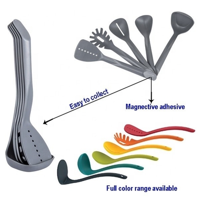 Nonstick Cooking Made Stylish 5-Piece Compact Nesting Utilities Set in levendige kleuren