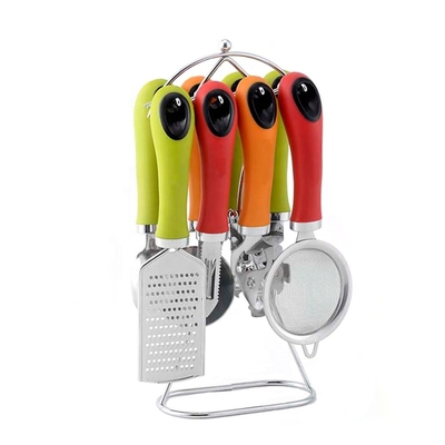 Huishoudelijke keukenapparatuur sets 8PCS roestvrij staal accessoires met kleurrijke handgrepen