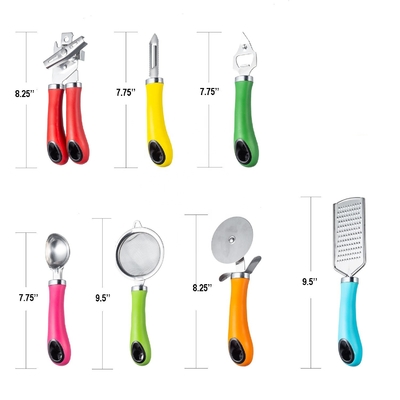 Huishoudelijke keukenapparatuur sets 8PCS roestvrij staal accessoires met kleurrijke handgrepen