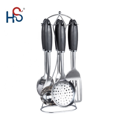 TPR Plastic Handle 7 Piece Roestvrijstalen Keukengerei Set voor alle kookgerei
