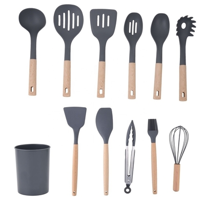12pcs niet-klevende siliconen keukengereedschappen met een plastic houder