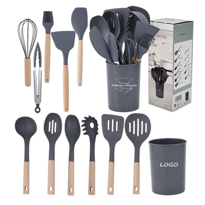 Alle kleuren Kookgereedschappen 12 stukken Silicone Keuken Accessoires met houten handgrepen