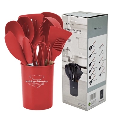 Alle kleuren Kookgereedschappen 12 stukken Silicone Keuken Accessoires met houten handgrepen