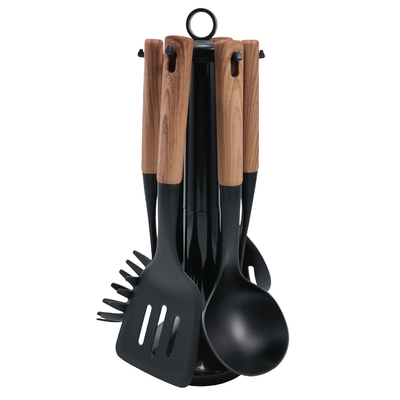 2024 Bestseller Houten handvat Silicone Kookgerei Set met Nylon66 materiaal