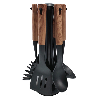 2024 Bestseller Houten handvat Silicone Kookgerei Set met Nylon66 materiaal