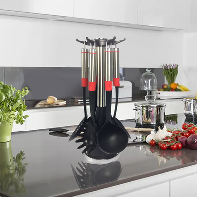 Logo Geprinte keukengereedschappen Set 7 stukken Hittebestendige gereedschappen voor veelzijdig koken