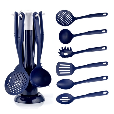 Duurzame kookgerei Set 7 stukken Nylon gereedschap voor Nonstick kookgerei Blauw